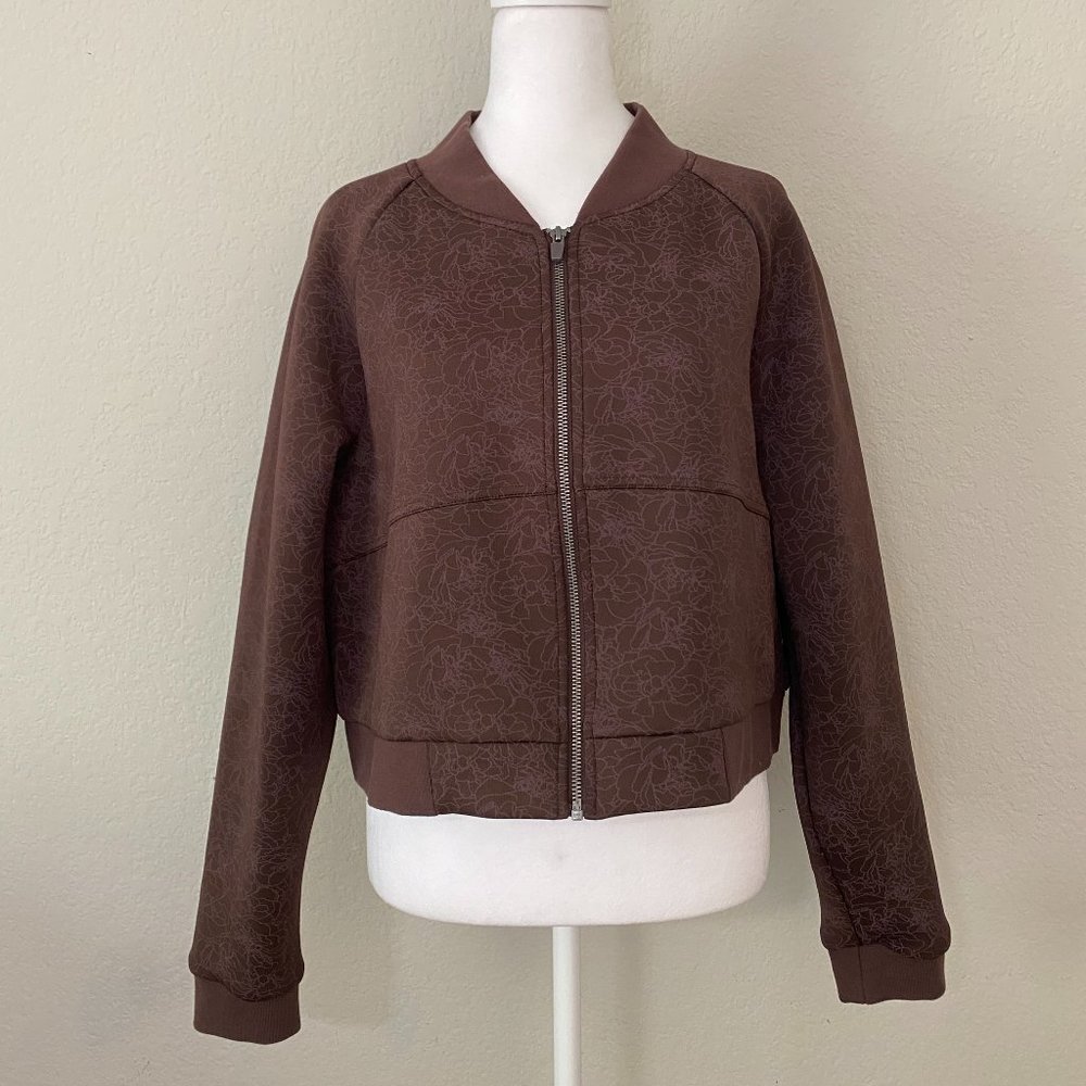 New Balance Athletica Brown/Deep Plum Patterned Bomber Jacket - Size XXL